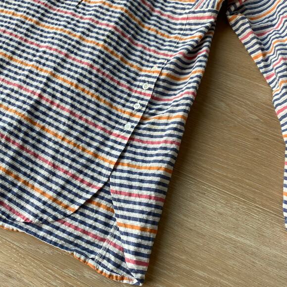 J. McLaughlin Fallon Stripe Collared Curved Hem Pullover Shirt - Picture 2 of 5